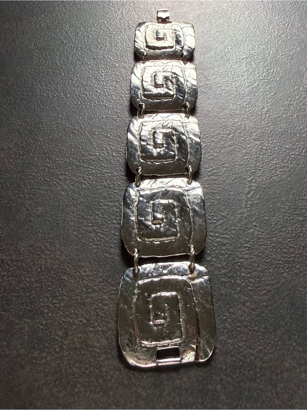 Chunky Vintage Silver Geometric Link Bracelet Costume Jewelry